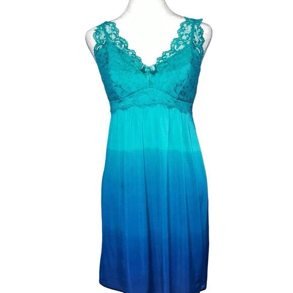 SOMA floral scroll sleep chemise lace back ombré gown xsmall - Picture 2 of 6